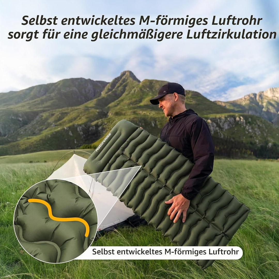 Naturehike Isomatte Camping, Ultraleicht Camping Luftmatratze mit Fusspumpe, Integrierte Luftpumpe i
