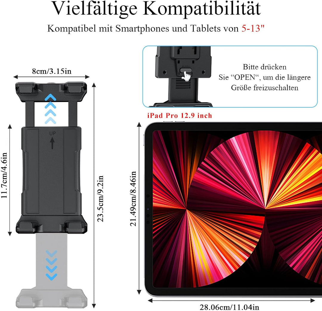 OHLPRO Tablet Halterung Auto, Halterung Auto für iPad mit 3-Stufigem Schwenkarm, Tablet Autohalterun