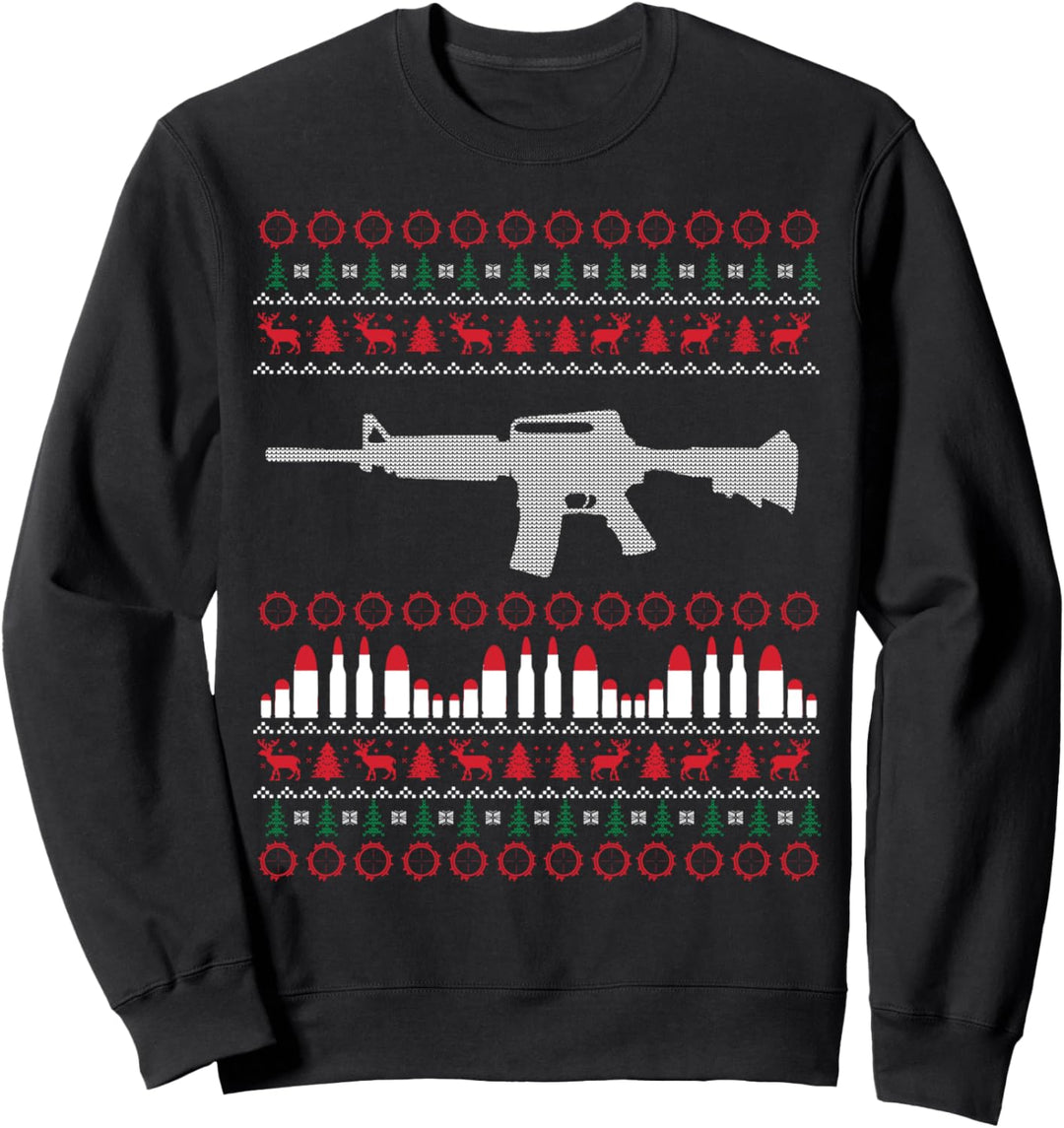 AR-15 Machine Gun Ugly Christmas Sweater T-Shirt Sweatshirt
