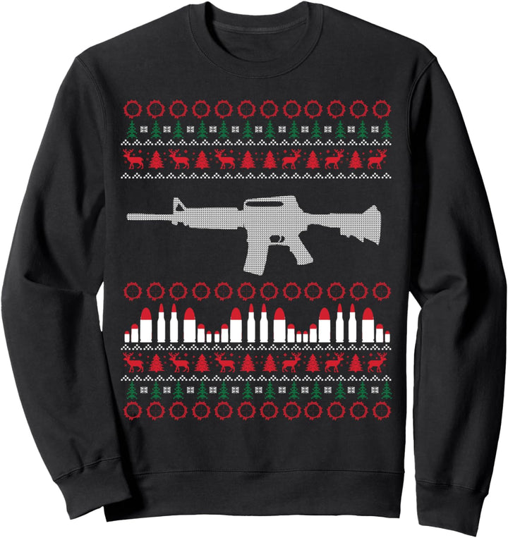 AR-15 Machine Gun Ugly Christmas Sweater T-Shirt Sweatshirt