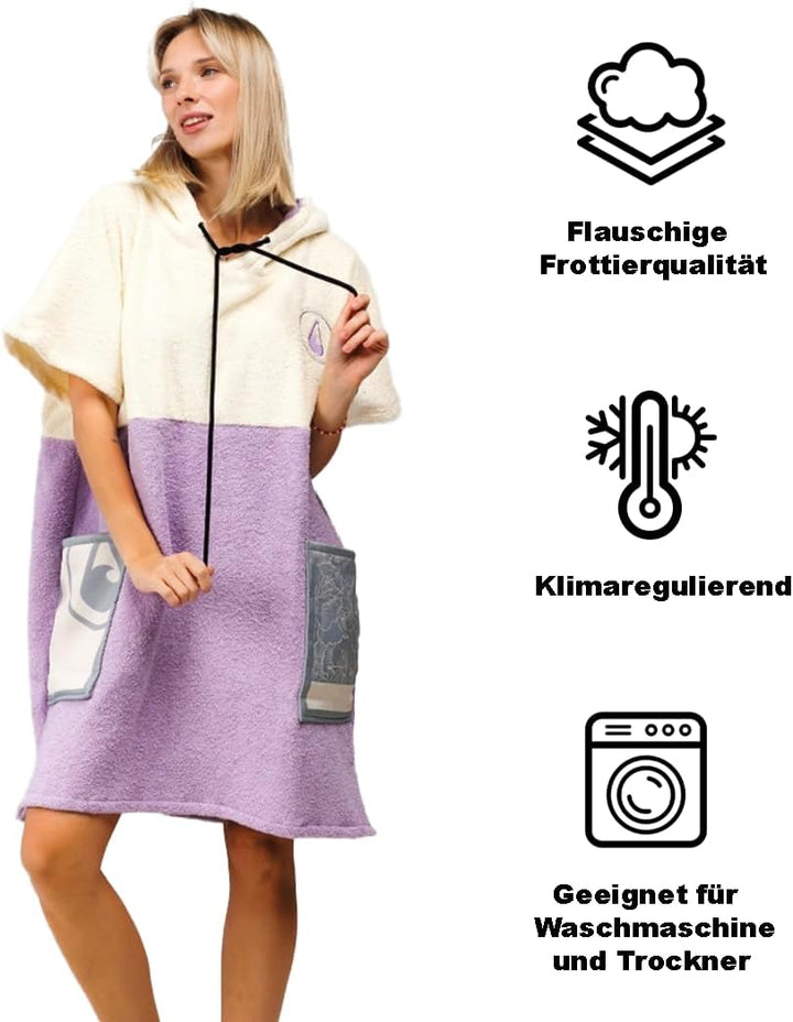 WAVE HAWAII Poncho Peniche Badeponcho 95% Baumwolle 5% recyceltes Polyester für Körpergrössen von 14