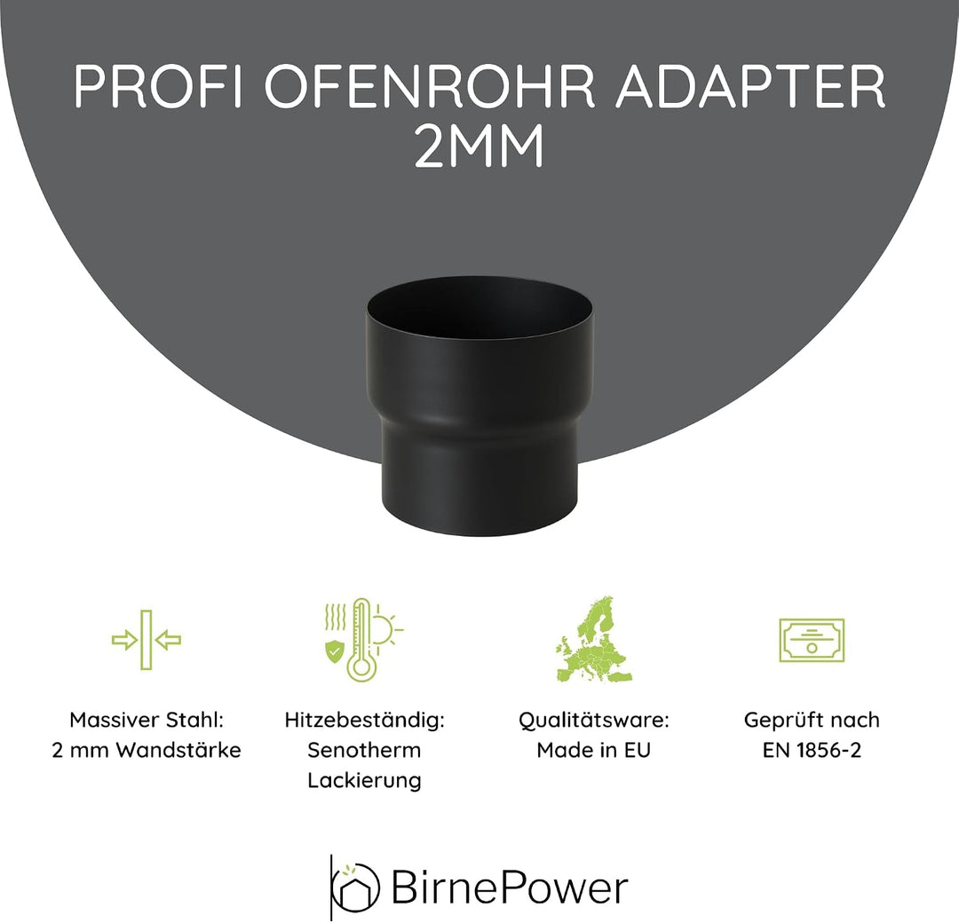 Ofenrohr Rauchrohr Erweiterung Abzugrohr Rohrerweiterung von 120 auf 130 mm Senotherm 2mm Kaminrohr