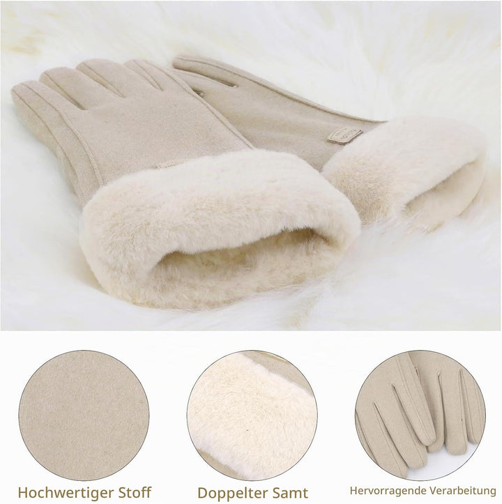 ZASFOU Damen Winter Warm Touchscreen Handschuhe mit Fleece Gefütterte Strick winterhandschuhe für Ka
