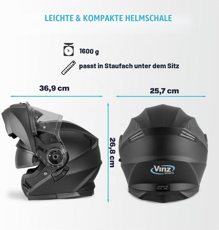 VINZ Santos Klapphelm mit Sonnenblende | ECE 22.06 &amp; PINLOCK vorbereitet | Motorrad Helm Integralhel
