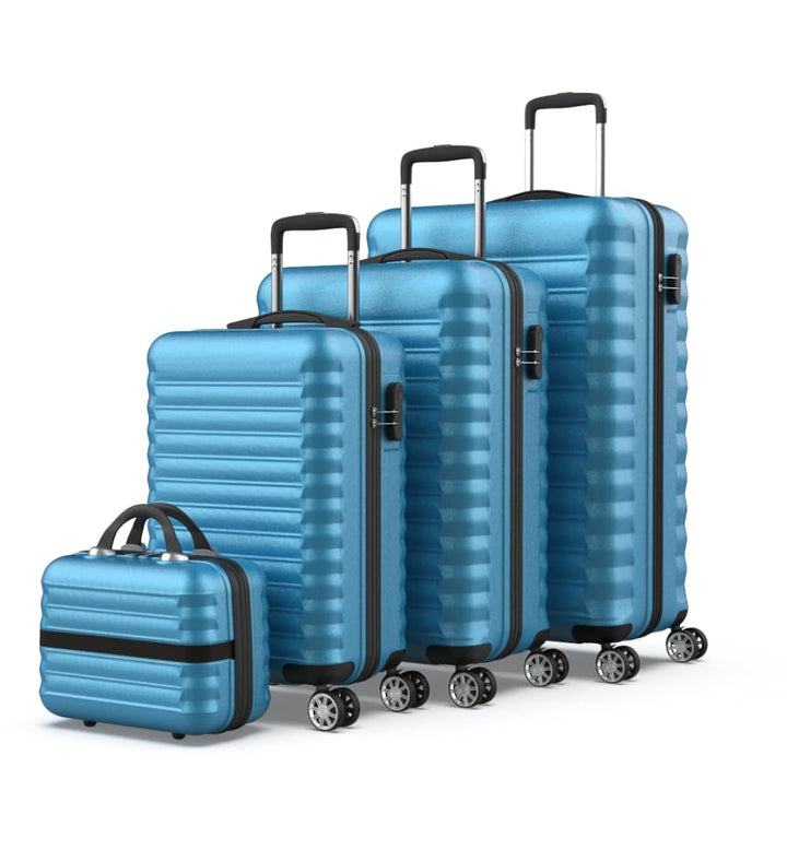 NUMADA - Gepäck-Set und Kulturbeutel 4 Stück Blau, gross 75cm, mittel 63cm, klein 53cm, ABS, starr,
