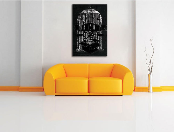 Dark Think outside the box black Bild auf Leinwand, XXL riesige Bilder fertig gerahmt mit Keilrahmen