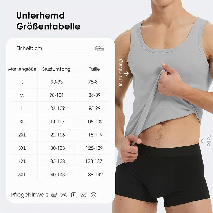 YouShow Unterhemd Herren 3/5er Pack 100% Baumwolle Tank Top Feinripp M 1*schwarz + 1*marine + 1*oliv