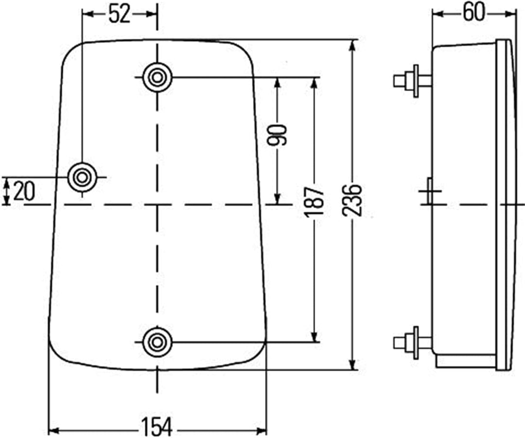 HELLA - Heckleuchte - Glühlampe - 12V - Anbau/geschraubt - Lichtscheibenfarbe: weiss/rot - Kabel: 20
