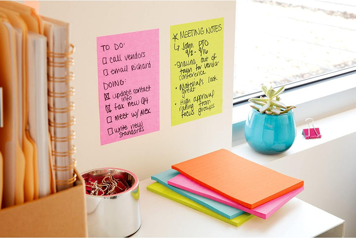 Post-it Super Haftnotizen, 10,2 x 15,2 cm, 4 Blöcke, 2 x die Haftkraft, Energy Boost Collection, hel