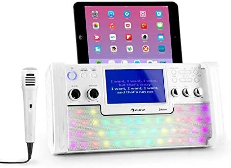 AUNA DiscoFever LED Edition - Karaoke Anlage, Karaoke Maschine mit Bluetooth, Karaoke Box mit 7" TFT