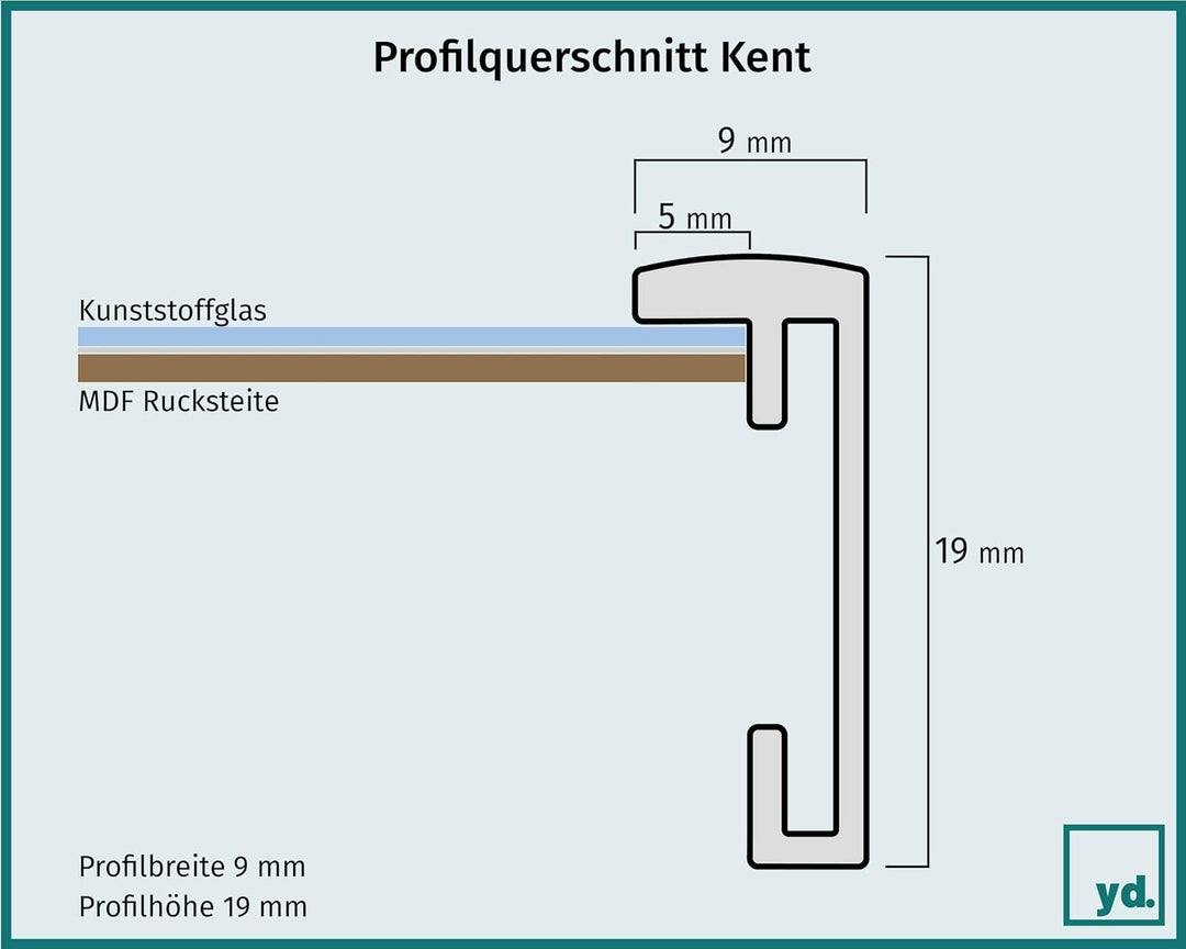 yd. Your Decoration - Bilderrahmen DIN A2 42x59.4 cm - Schwarz Matt - Bilderrahmen aus Aluminium mit