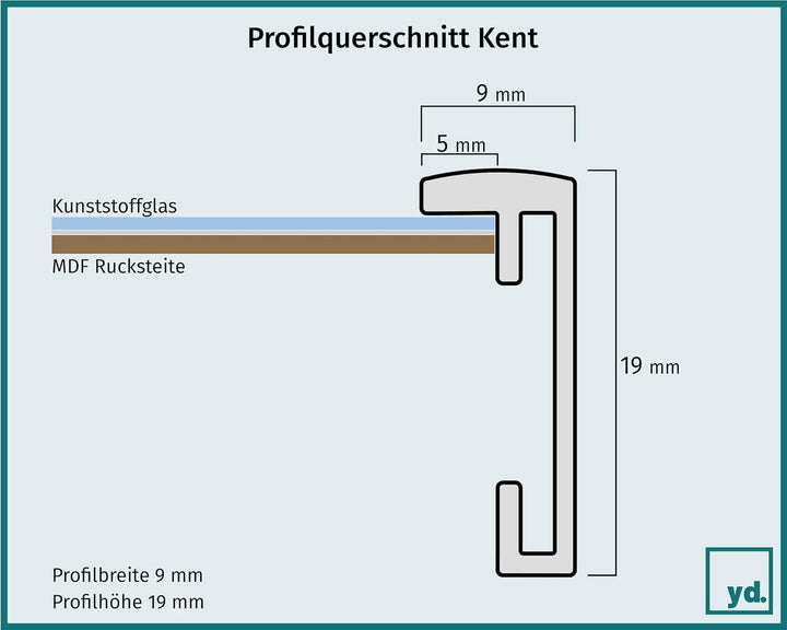yd. Your Decoration - Bilderrahmen DIN A2 42x59.4 cm - Schwarz Matt - Bilderrahmen aus Aluminium mit