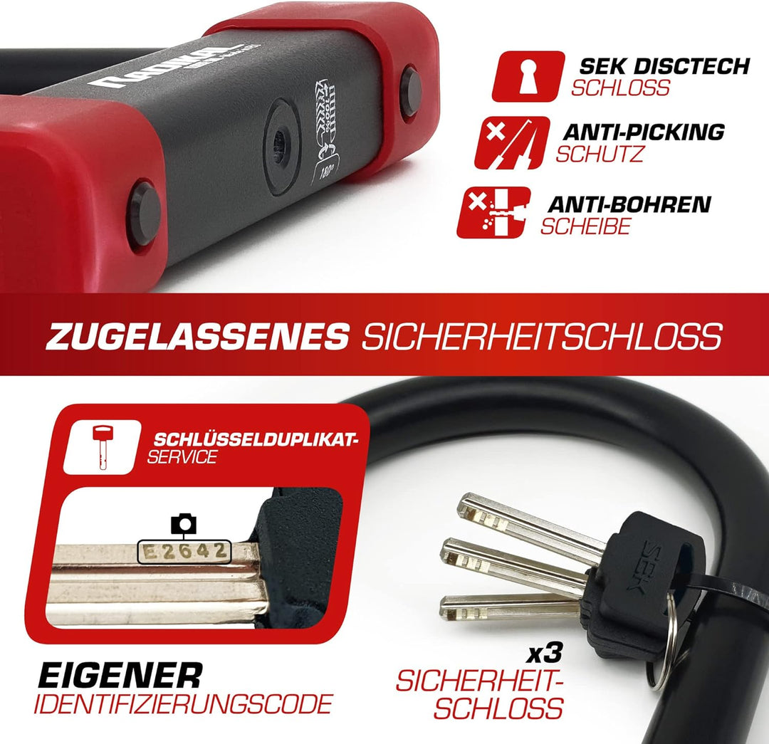 RADIKAL RK120310 Bügelschloss mit CLASSE SRA Zulassung, Durchmesser 18mm 120x310, 120x310