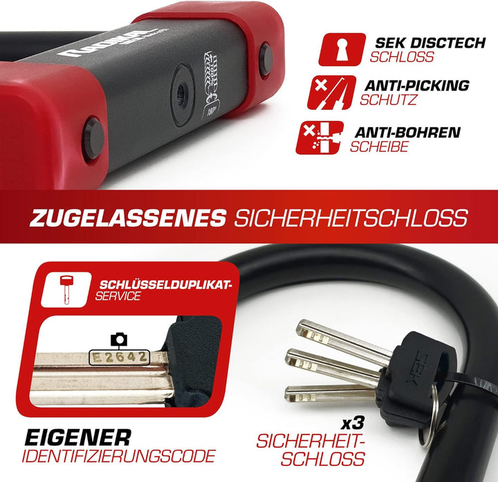 RADIKAL RK120310 Bügelschloss mit CLASSE SRA Zulassung, Durchmesser 18mm 120x310, 120x310