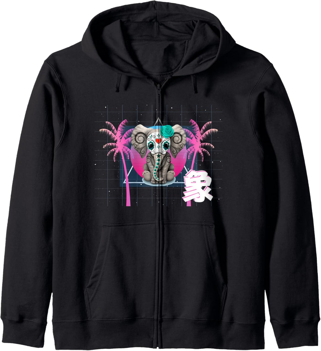 Elephant Japanese Vaporwave Anime Aesthetic Kapuzenjacke