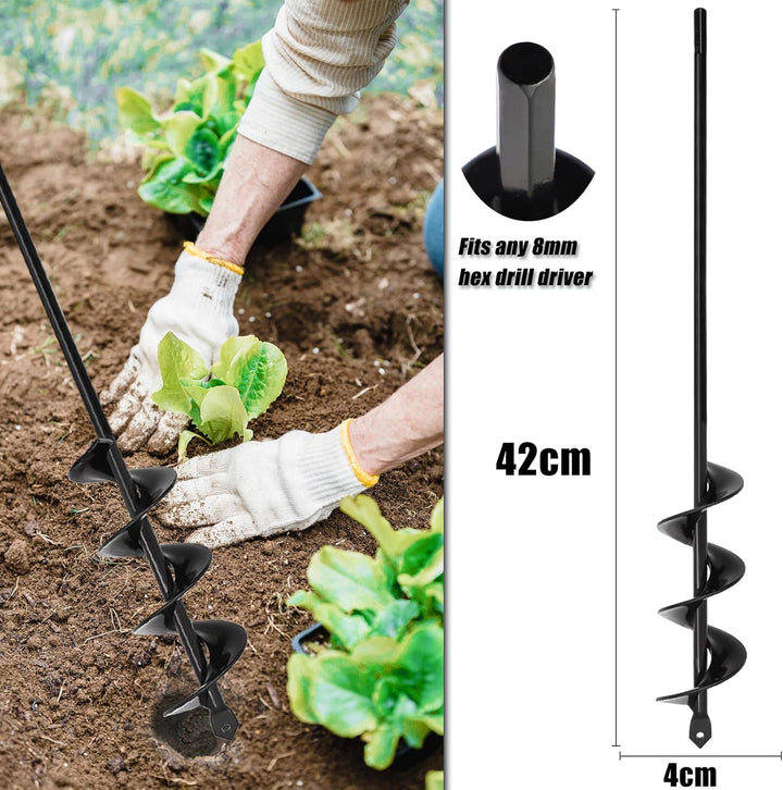 Garten Spiralbohrer 4x42cm Garten Schnecken,Erdbohrer für Bohrmaschine,Pflanzbohrer,Garten Bohrer,Pf