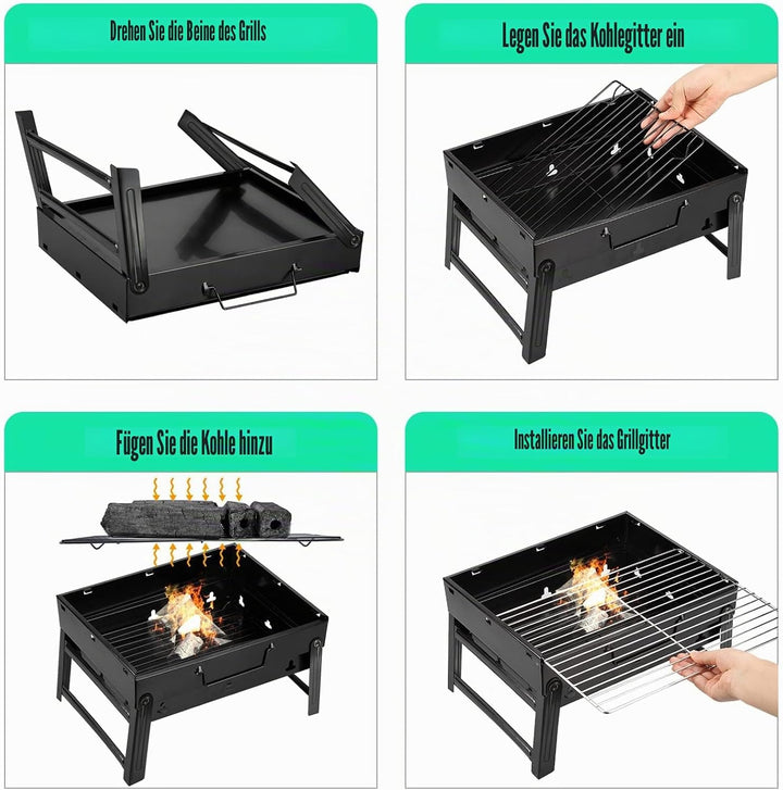 Uten Grill BBQ Portable Holzkohlegrills, Faltbare Grillwagen Outdoor Tischgrills Tragbar Picnikgrill