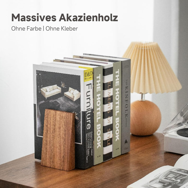 Muso Wood Buchstützen aus Holz Buchstütze Buchhalter für Regale Dekorative Bücherstützen Bookends (A