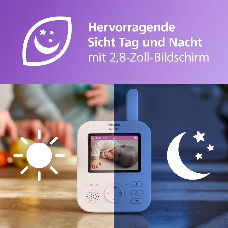 Philips Avent Babyphone mit Kamera Advanced, 1080p – sicheres Video Babyphone, 2,8 Zoll Bildschirm,