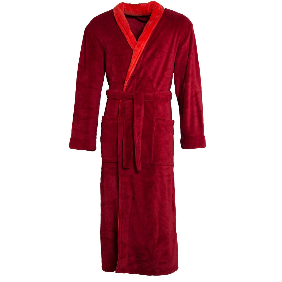 CelinaTex Nevada Bademantel Damen Herren L bordeaux korall rot Mikrofaser Saunamantel Coral Fleece M