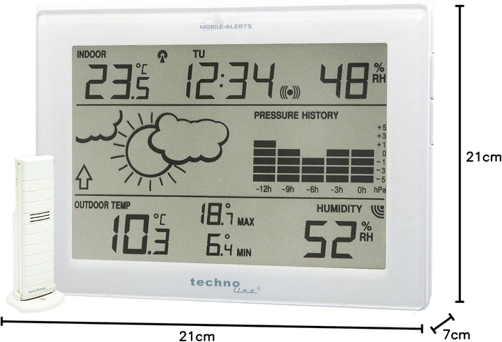 Technoline MA 10410 Wetterstation mit Anbindung zum MOBILE ALERTS Haus-Überwachungs-System, Weiss Si