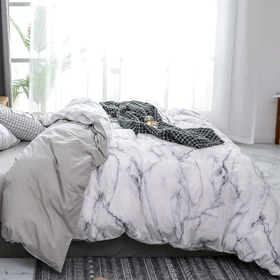Luofanfei Baumwolle Bettwäsche 135x200 Marmor Optik Weiss Wende Bettwäsche Set Atmungsaktive Baumwol