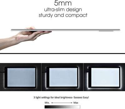 XIAOSTAR A4 beleuchtetes Tablet Kopiertafel mit LED A4, super dünn, für Zeichentafel mit USB-Kabel m