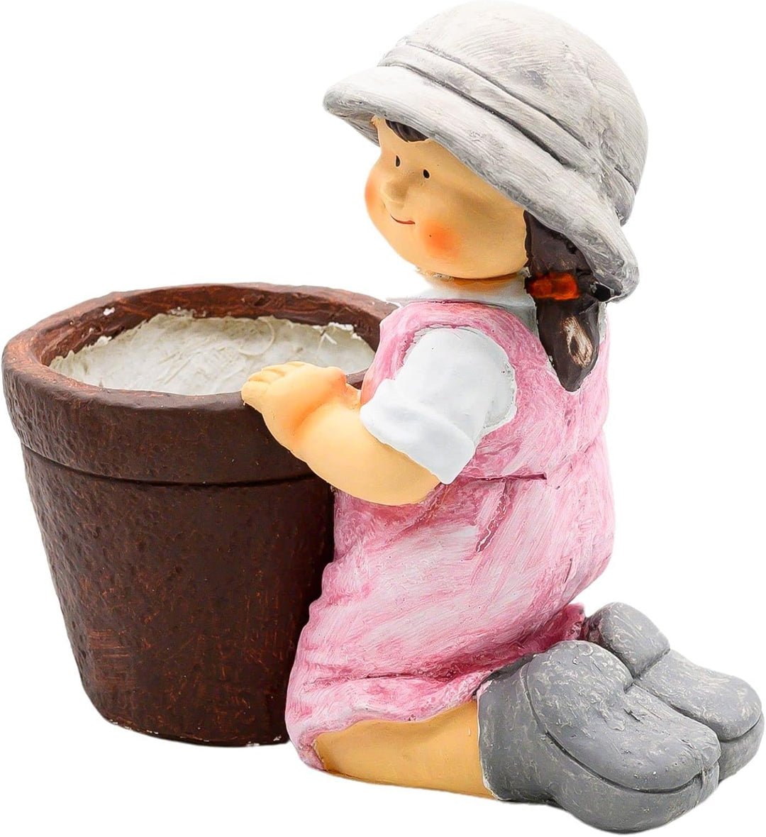 Wichtelstube-Kollektion XL Gartenfigur Biggi Dekofigur mit Blumentopf Outdoor Gartenfiguren 34 x 19