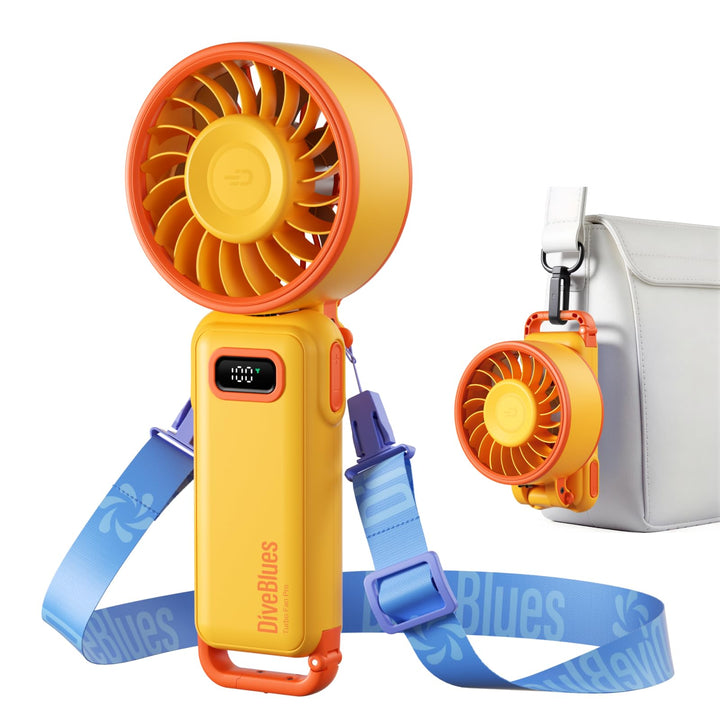 Diveblues Handventilator Tragbarer Turbo-Ventilator mit 100 Stufen und 7.4m/s Starkem Luftstrom, 180