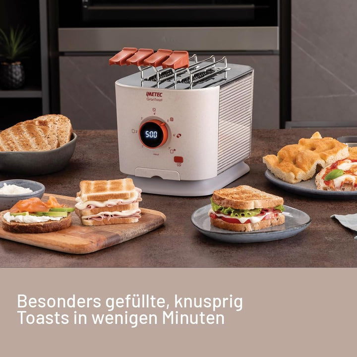 Imetec Grantoast - 2-Scheiben-XL-Toaster mit Schiebeklemmen für gefüllten Toast - 7 Bräunungsstufen,