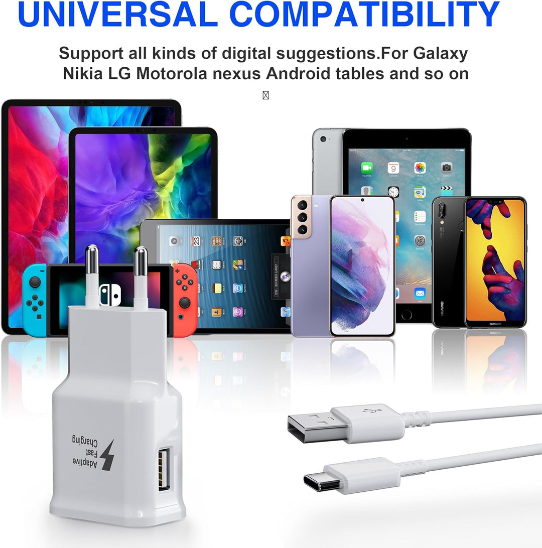 Ladegerät Schnellladung für Samsung Handy, (2-Pack) Adaptives Schnellladegerät Netzteil mit USB Typ