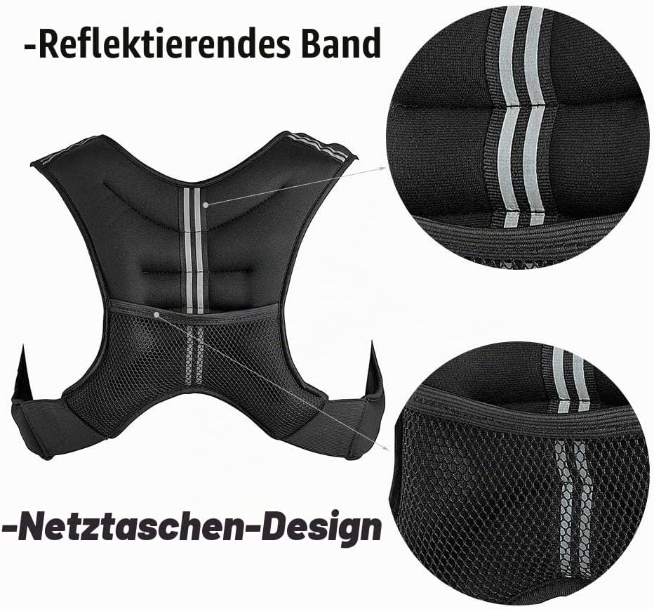 MUPAI Gewichtweste Trainingsweste 10kg Gewichte Weste Laufweste 36 * 20 * 9cm