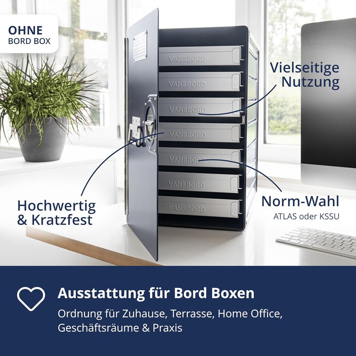 Ausstattungspaket für Bord Boxen, 7 Einschübe, Atlas-Norm Aluminium ATLAS, Aluminium ATLAS