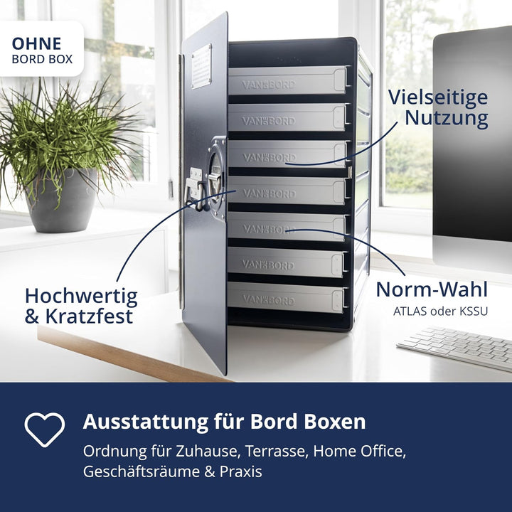 Ausstattungspaket für Bord Boxen, 7 Einschübe, KSSU-Norm Aluminium KSSU, Aluminium KSSU