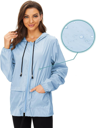 PONCEAU Regenjacke Damen Wasserdicht Windbreaker Atmungsaktiv bergangsjacke Regencape Leichte Jacke