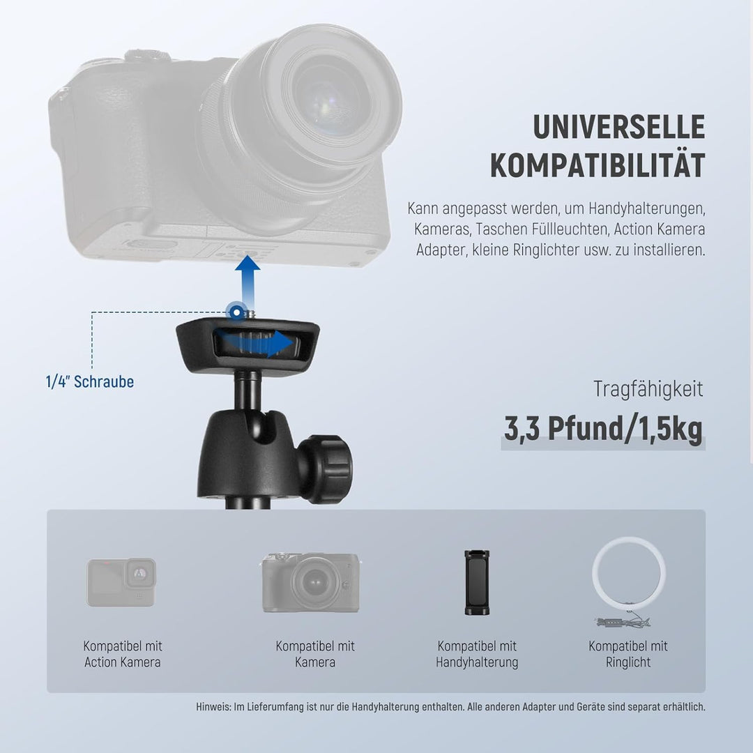 NEEWER Handy Stativ für Kamera mit HandyHalter & Fernbedienung, 62,9" Full Metall Selfie Stick Reise