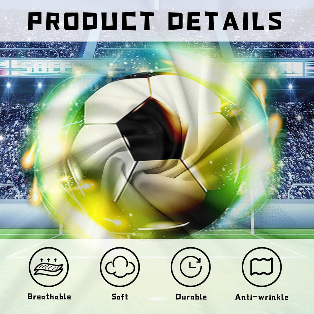 PQCXXA Fussball Bettwäsche für Kinder, 3 Teilig Jungen Teenager Sport Bettbezug-Set,3D Fussball Bedr