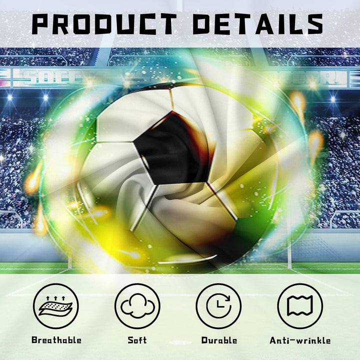 PQCXXA Fussball Bettwäsche für Kinder, 3 Teilig Jungen Teenager Sport Bettbezug-Set,3D Fussball Bedr