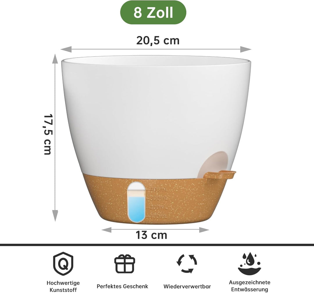 ZMTECH 20 cm Pflanztöpfe mit Bewässerungslippe Selbstbewässernde Pflanztöpfe mit Abflusslöchern und