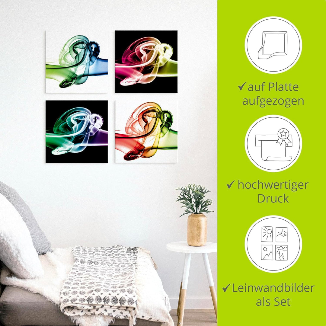 ARTLAND Wanddeko Küchenbilder Leinwand Bilder Set 4 teilig je 30x30 cm Quadratisch Kaffee Bilder Cap