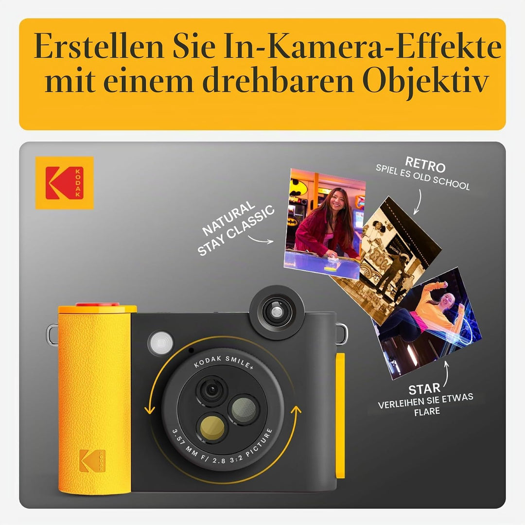 Kodak Smile+ 2-in-1 Digitale Sofortbildkamera & kabelloser Bluetooth-Fotodrucker - 10MP, Spezialeffe