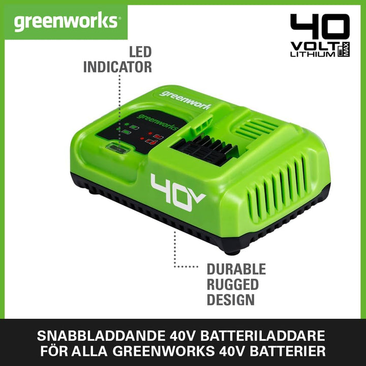 Greenworks 40V Akku Ladegerät - 40V 5A Schnellladegerät, erhöht die Batterielebensdauer, schnelles A