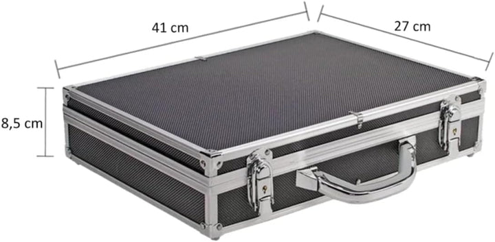 SAFE 269 ALU Münzkoffer schwarz | inkl. 6 Tableaus für Münzen Durchmesser 24, 33, 45 mm | 410 x 270