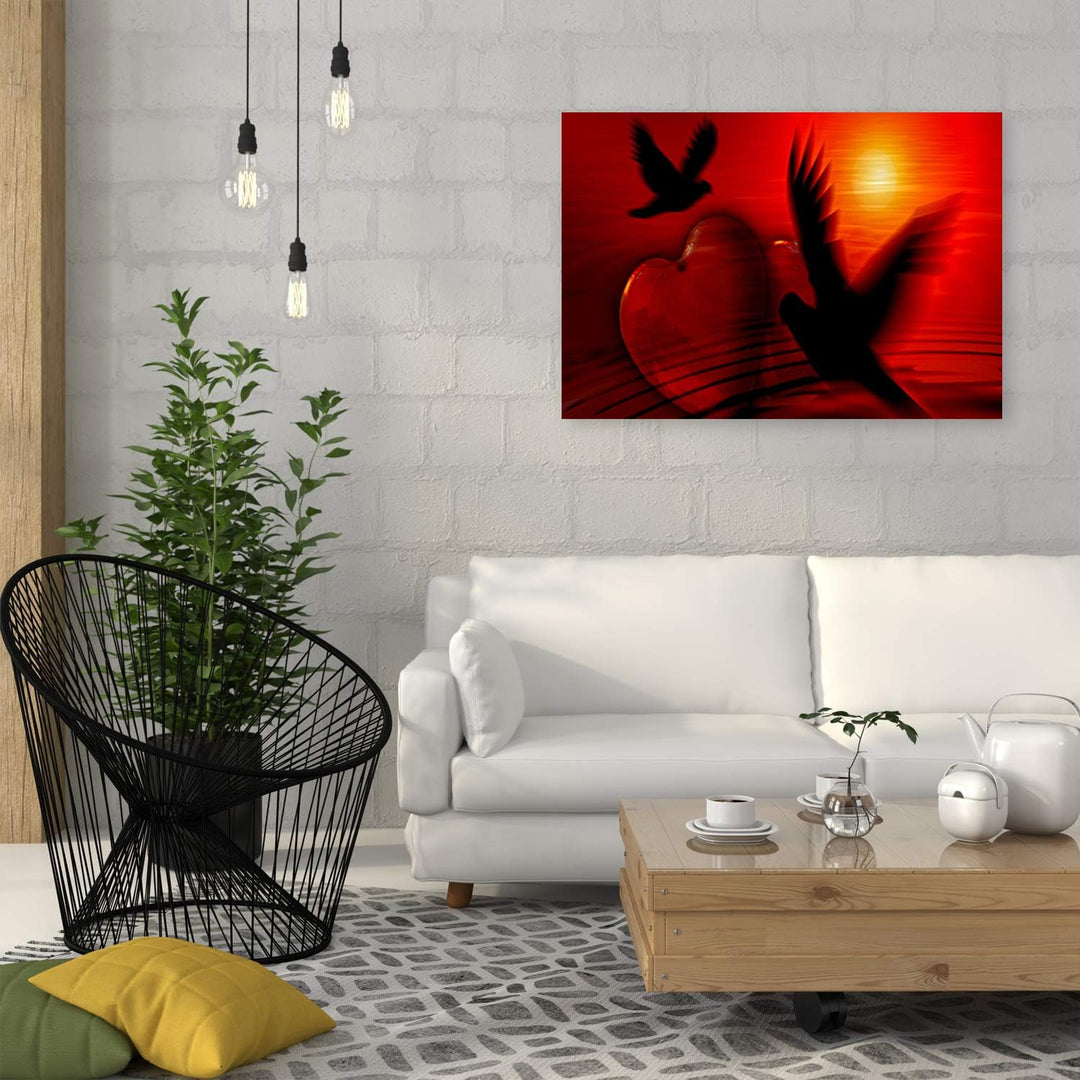 Leinwandbild XXL Herz Wandbild Kunst abstrakt Rot 120x80 cm M14333 120x80 cm, M14333 120x80 cm