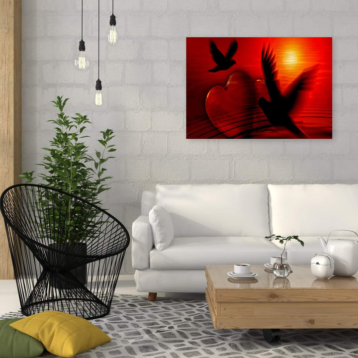 Leinwandbild XXL Herz Wandbild Kunst abstrakt Rot 120x80 cm M14333 120x80 cm, M14333 120x80 cm