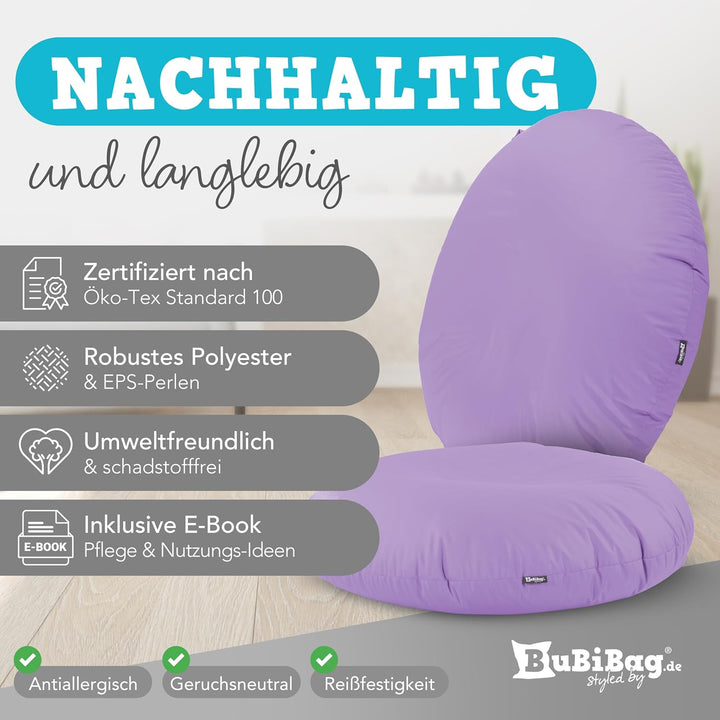 BuBiBag 2in1 Sitzsack L - XXL mit Füllung für Kinder & Erwachsene, Gaming Beanbag & Bodenkissen für