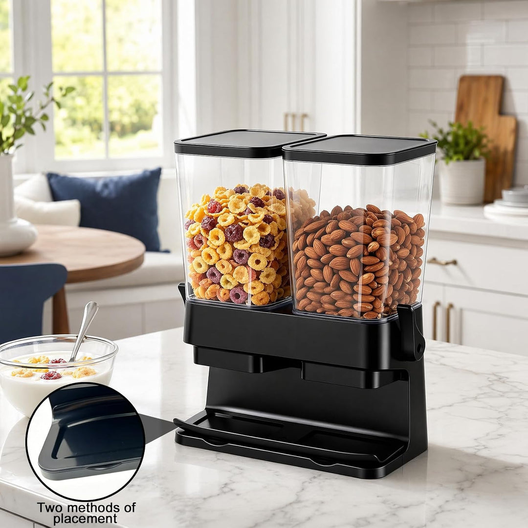 Müslispender, 2er-Set Cornflakes Dispenser, Doppelt 3L Lebensmittelspender aus Kunststoff für Nüsse,