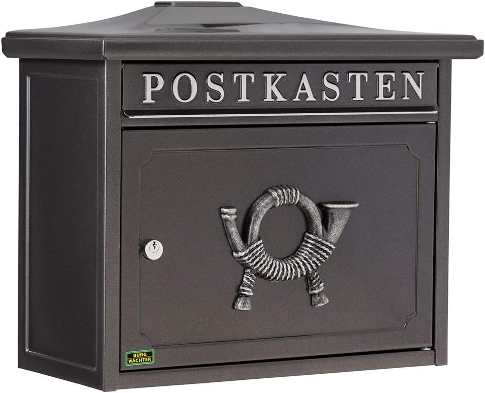 BURG-WÄCHTER Klassischer Briefkasten ohne Zeitungsfach und Namensschild, Verzinkter Stahl, Einwurf-F