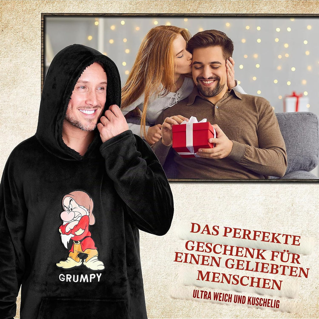 Disney Übergrosse Hoodie Decke Herren und Jungen Teenager Grumpy Kapuzenpullover