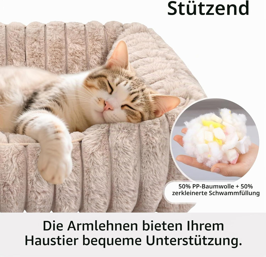 Katzenbett, Quadratisches Katzennest, Haustierbett Tierbett Kleine Hundebett Waschbarer Flauschiges